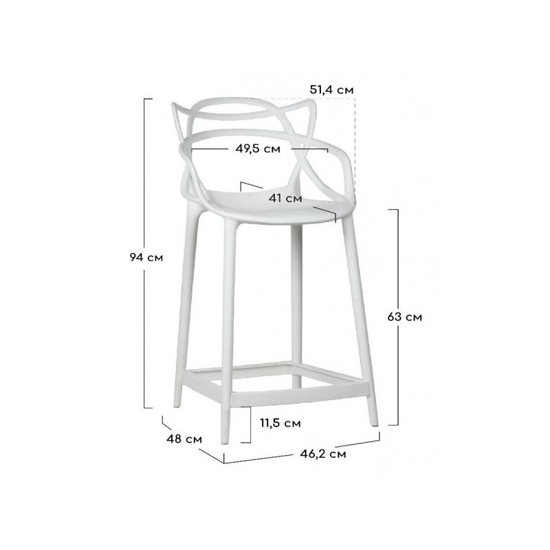 Стул полубарный Bradex Masters белый схема