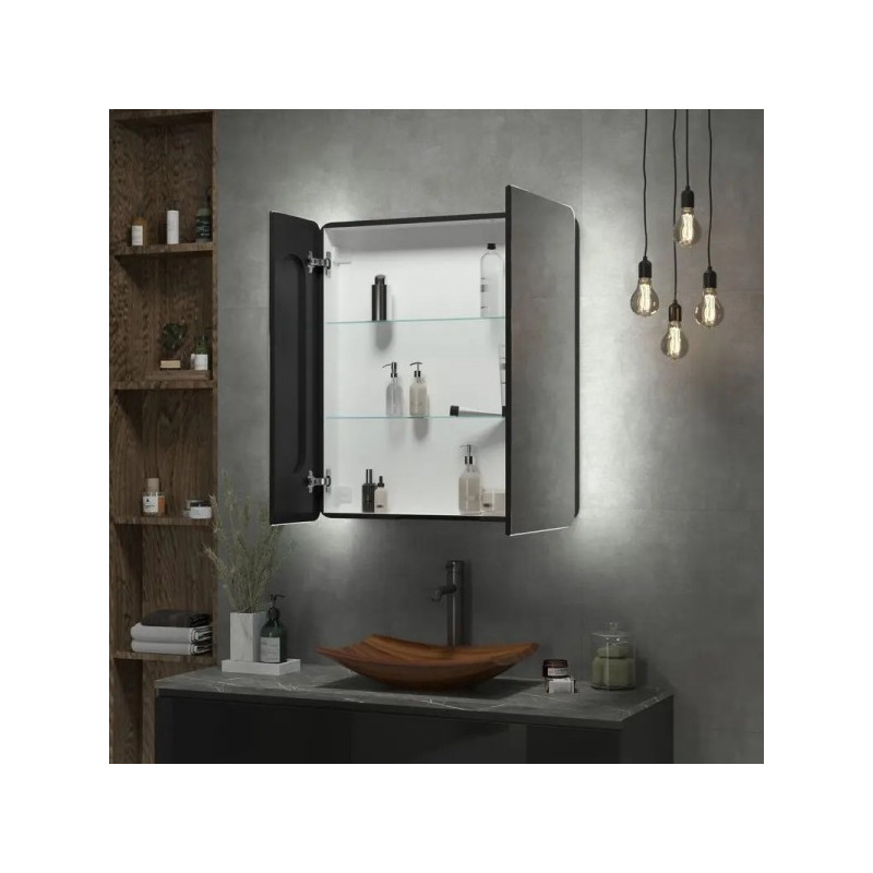 Шкаф с зеркалом Континент Eltoro Led 76x85 вид внутри