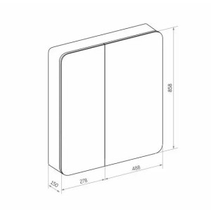 Шкаф с зеркалом Континент Eltoro Led 76x85 схема