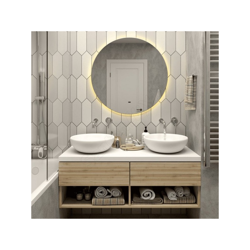 Зеркало Континент Ajour Led 64.5х64.5 (теплая подсветка) в интерьере