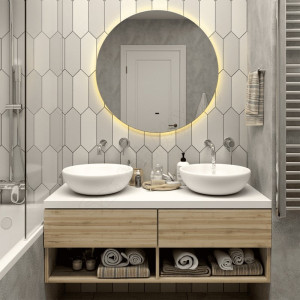 Зеркало Континент Ajour Led 80х80 (теплая подсветка) в ванной