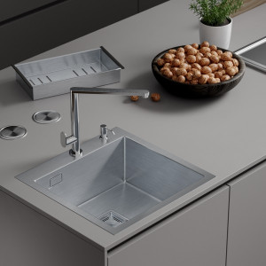 Кухонная мойка Roxen Simple 50 сатин в интерьере