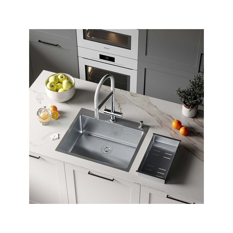Кухонная мойка Roxen Simple 60 сатин в интерьере
