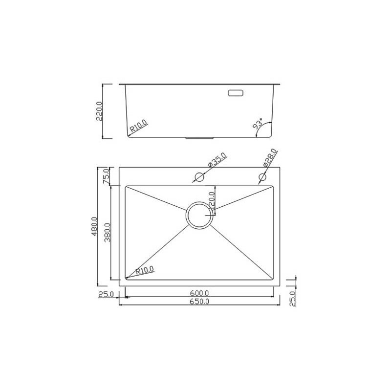 Кухонная мойка Roxen Simple 65 сатин схема