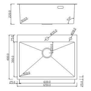 Кухонная мойка Roxen Simple 65 сатин схема