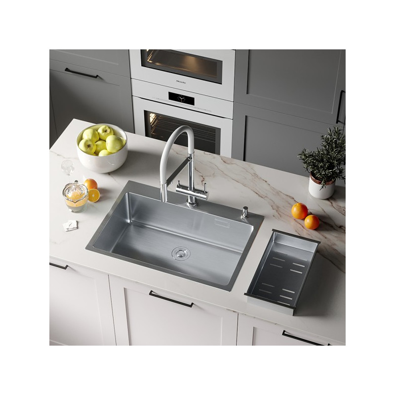 Кухонная мойка Roxen Simple 70 сатин в интерьере