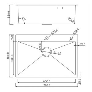 Кухонная мойка Roxen Simple 70 сатин схема