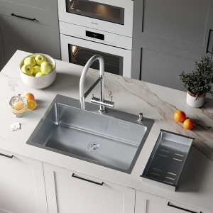 Кухонная мойка Roxen Simple 70 сатин в интерьере