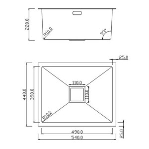 Кухонная мойка Roxen Uno 54 сатин схема