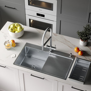 Кухонная мойка Roxen Vespa 70L сатин в интерьере