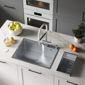 Кухонная мойка Roxen Wellnes 60 сатин в интерьере