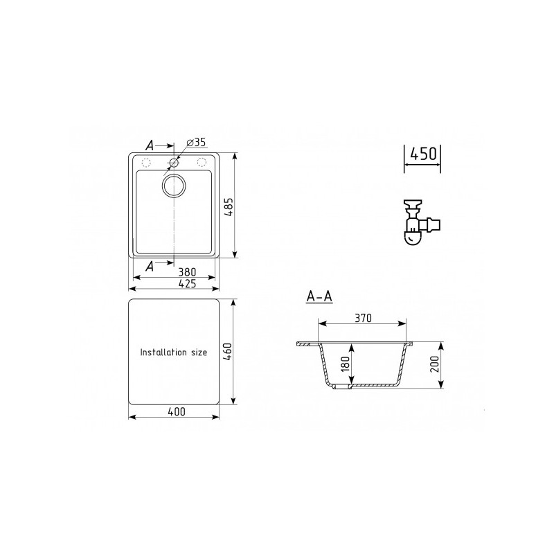 Кухонная мойка Ulgran Quartz Forte 425-03 десерт схема
