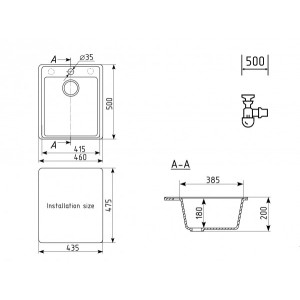 Кухонная мойка Ulgran Quartz Forte 460-04 платина схема