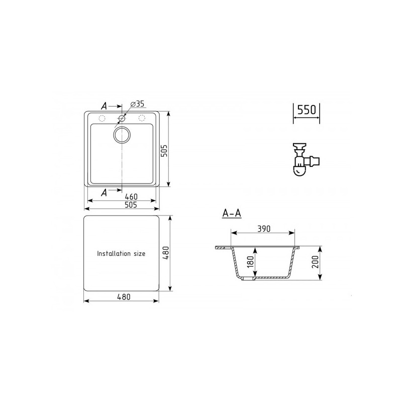 Кухонная мойка Ulgran Quartz Forte 505-03 десерт схема