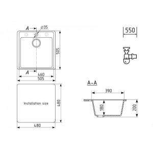 Кухонная мойка Ulgran Quartz Forte 505-08 космос схема