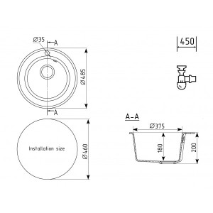 Кухонная мойка Ulgran Quartz Nora 485-08 космос схема