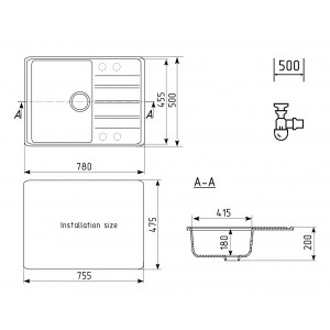 Кухонная мойка Ulgran Quartz Prima 780-08 космос схема