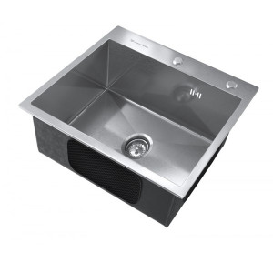 Кухонная мойка Ulgran Steel 500 брашированная сталь вид сбоку