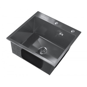 Кухонная мойка Ulgran Steel 500 черная брашированная сталь вид сбоку