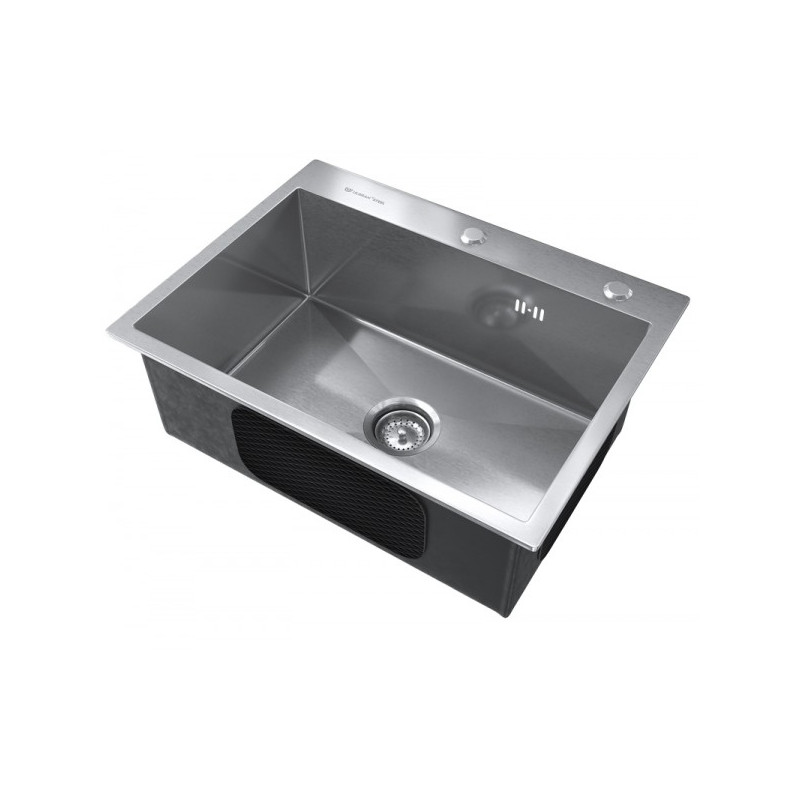 Кухонная мойка Ulgran Steel 600 брашированная сталь вид сбоку