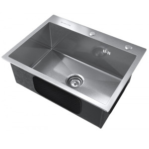 Кухонная мойка Ulgran Steel 600 брашированная сталь вид сбоку