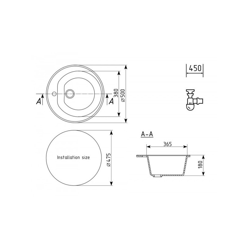 Кухонная мойка Ulgran U 101 308 черный схема