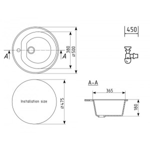 Кухонная мойка Ulgran U 102 309 темно-серый схема