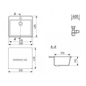 Кухонная мойка Ulgran U 104 308 черный схема
