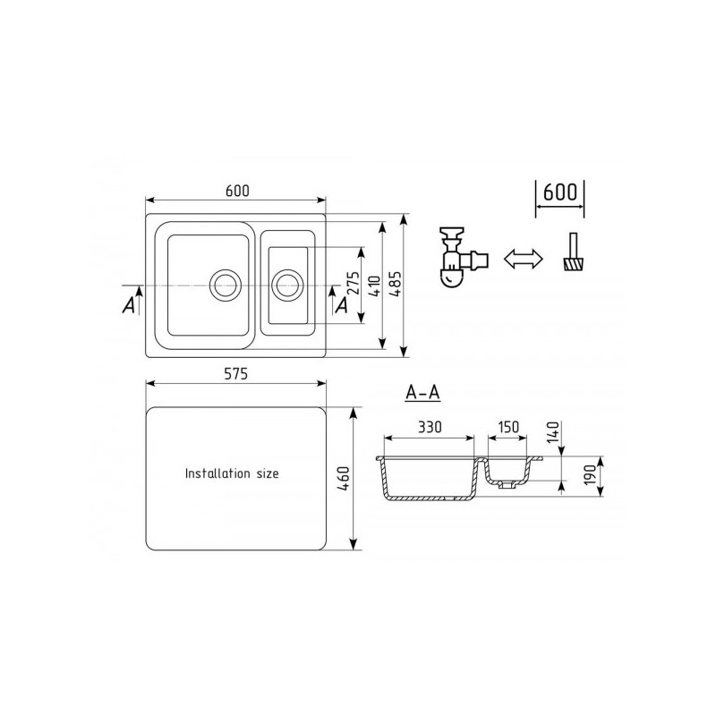 Кухонная мойка Ulgran U 106 302 песочный схема
