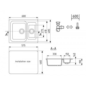 Кухонная мойка Ulgran U 106 341 ультра-белый схема