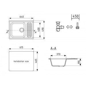 Кухонная мойка Ulgran U 202 341 ультра-белый схема