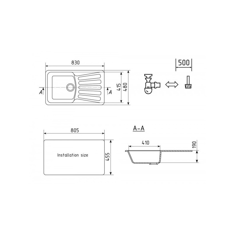 Кухонная мойка Ulgran U 203 302 песочный схема