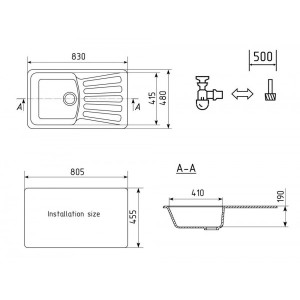 Кухонная мойка Ulgran U 203 302 песочный схема