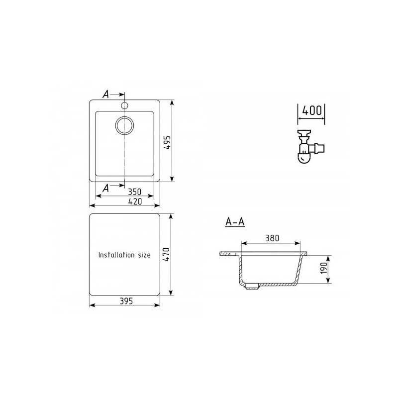 Кухонная мойка Ulgran U 404 302 песочный схема