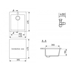 Кухонная мойка Ulgran U 404 323 бежевый схема