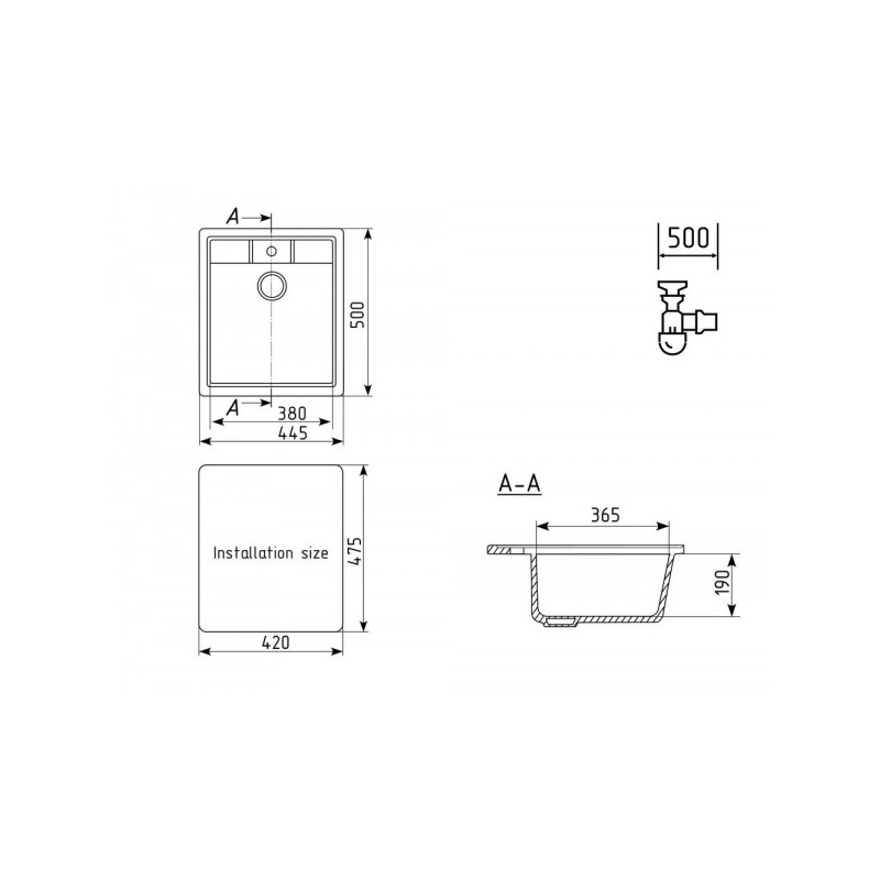 Кухонная мойка Ulgran U 406 328 бежевый схема