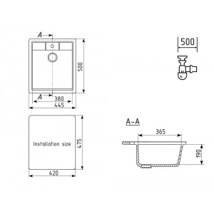 Кухонная мойка Ulgran U 406 342 графитовый схема