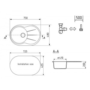 Кухонная мойка Ulgran U 503 302 песочный схема