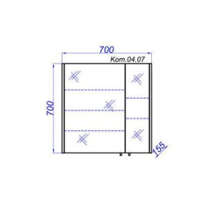 Шкаф с зеркалом Aqwella Командор 70 Kom.04.07/VM схема