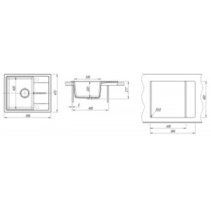 Кухонная мойка Dr. Gans Ника 580 белый схема