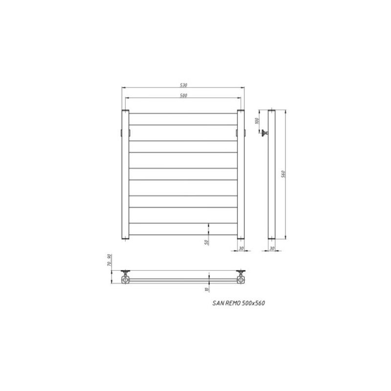 Полотенцесушитель Stinox San Remo 500x600 НП (1/2") белый матовый схема