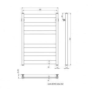 Полотенцесушитель Stinox San Remo 500x800 НП (1/2") черный матовый схема
