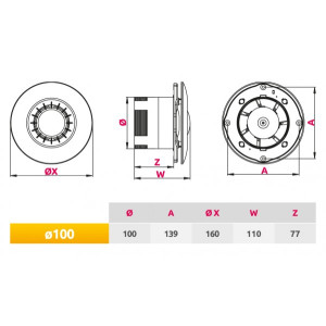 Вытяжной вентилятор Awenta Astro WXA100T схема