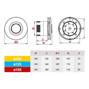 Вытяжной вентилятор Awenta Sateo WXS125T схема
