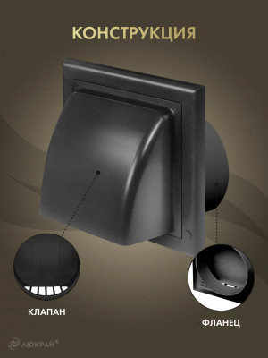 Вытяжная решетка для фасада Awenta KO100-30GR d100 графит конструкция