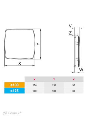 Вытяжной вентилятор Awenta System+ Silent 100W / KWS100W-PNB100-ZZ100 размер панели