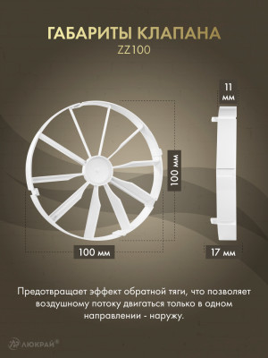 Вентилятор 100мм со шнурком, клапан KWT100W-PEB100-ZZ100 размер клапана