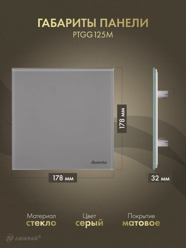 Вытяжной вентилятор Awenta System+ Turbo 125M / KWT125M-PTGG125M-ZZ125 размер панели