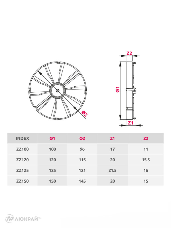 Вентилятор 125мм со шнурком, клапан KWT125W-PTGB125M-ZZ125 размер клапана