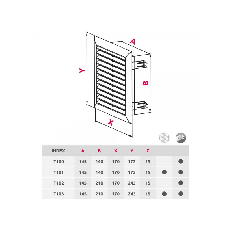 Решетка Awenta Express T100GR 17x17 графитовая размеры